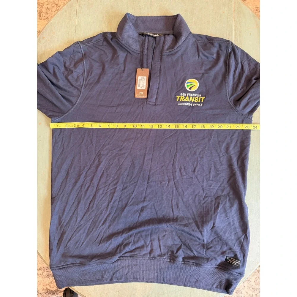 TravisMathew Newport 1/4 Zip Fleece Pullover Blue Nights Mens Large TM1MU419 NWT